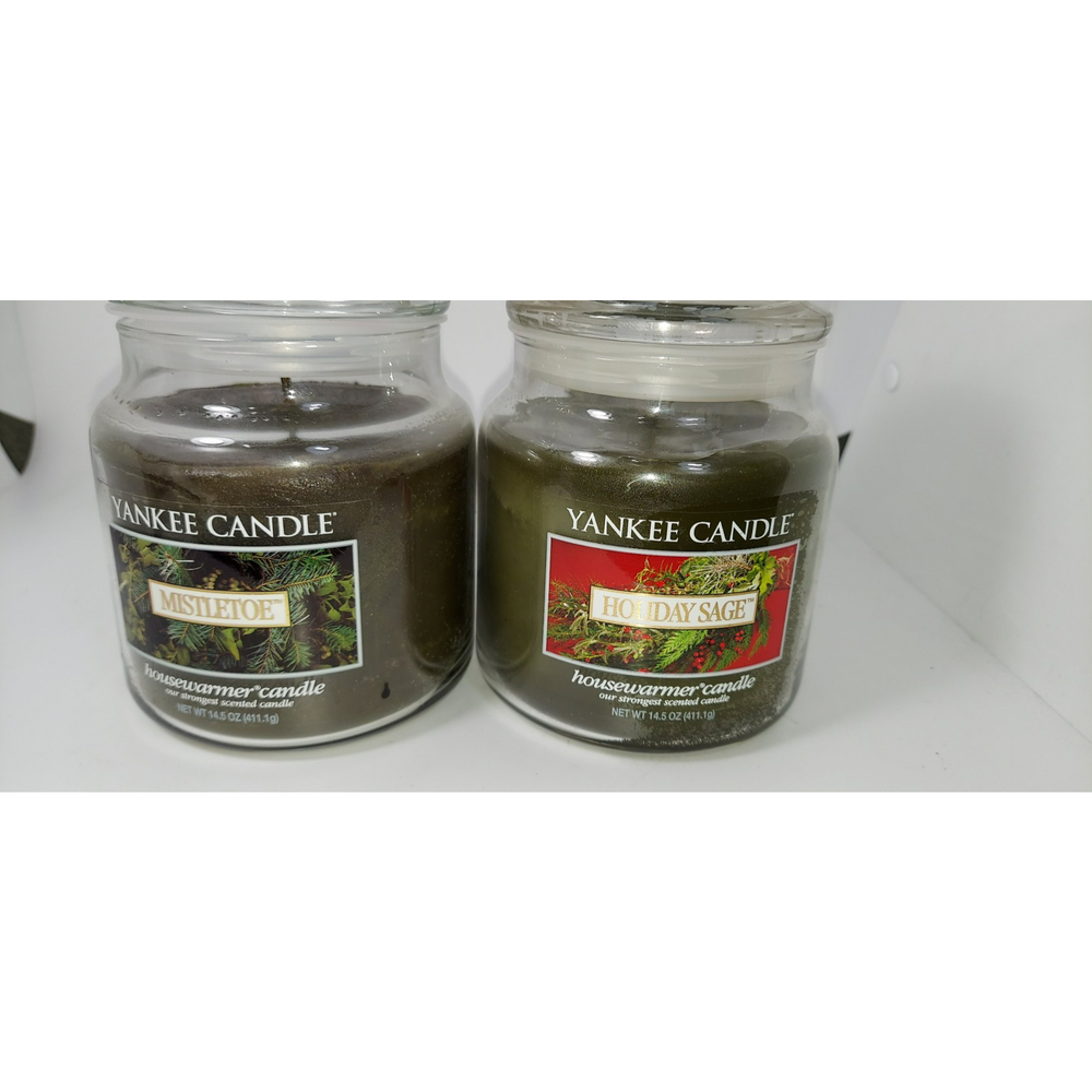 2 Yankee Candles 14.5 oz Holiday Scents Mistletoe and Holiday Sage See Pictures
